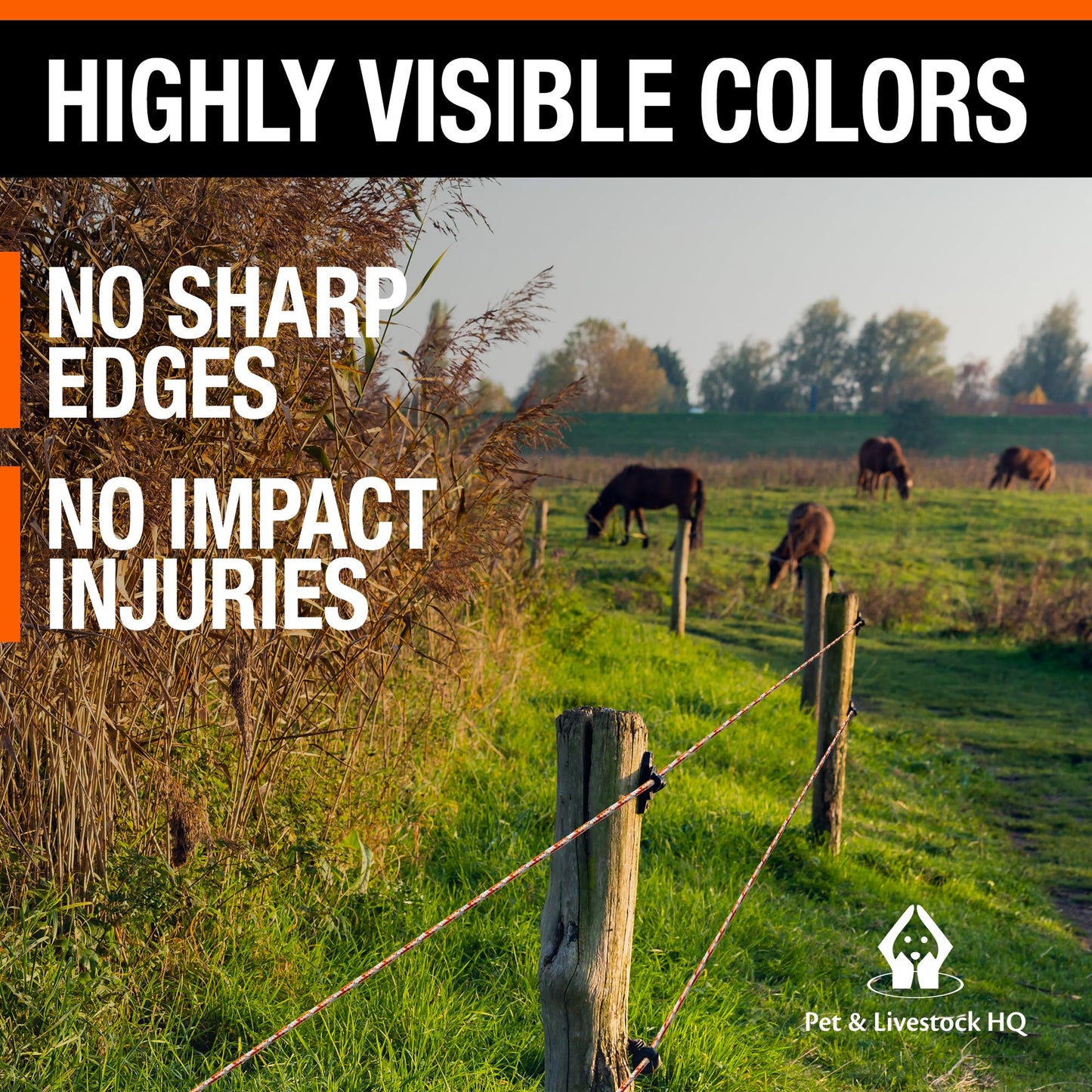 Electric Fence Polybraid 660ft Thickness 1/4" - Premium Heavy Duty Braided Polyrope - High Visible Rope Fencing for Horse, Cattle, Livestock - 6 Wire Conductors: 2X Cooper and 4X Stainless Steel