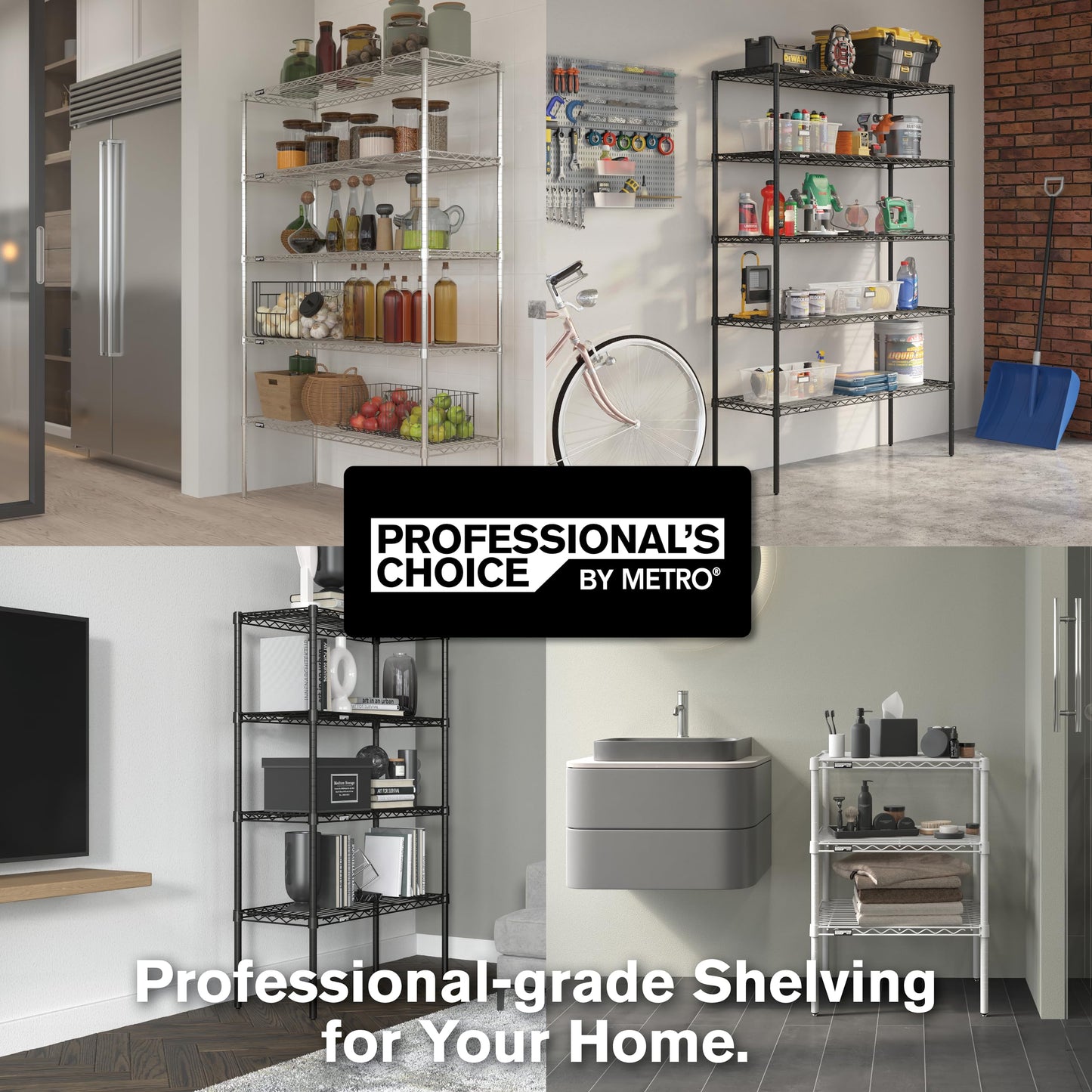METRO Professional's Choice Commercial-Grade NSF Shelving Unit - Multipurpose Adjustable Wire Shelf for Home, Garage, Kitchen and More - 5 Shelves, 18" W x 48" L x 74" H - Black