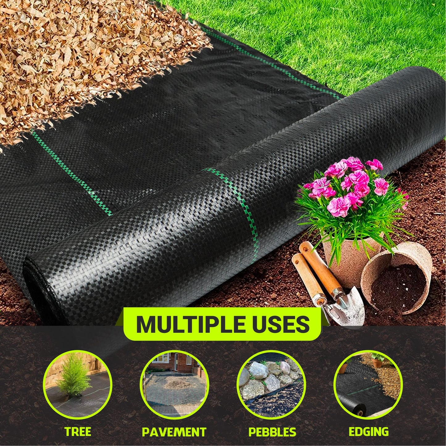 5ftx500ft Garden Weed Barrier Landscape Fabric (including Scissors & Gloves), Large Weed Block Gardening Mat, Heavy Duty Ground Cover Weeds, Superior Weed Landscape Control For Vegetable Projects.
