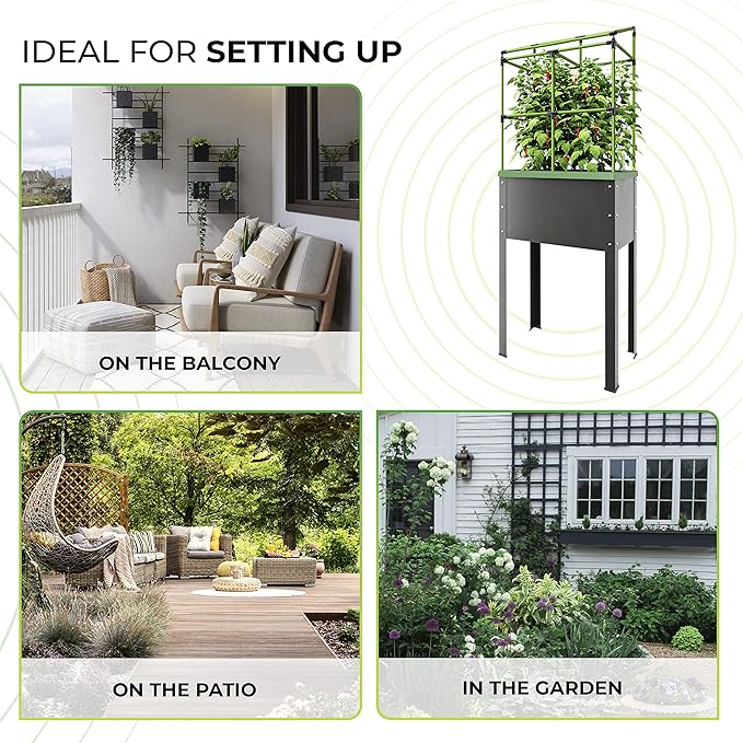 Bio Green Trellis for Raised Garden Bed with Watering System Heidelberg | 2.3 x 2 x 1ft | Ideal Growth for Climbing Plants | Ideal for Balcony/Garden