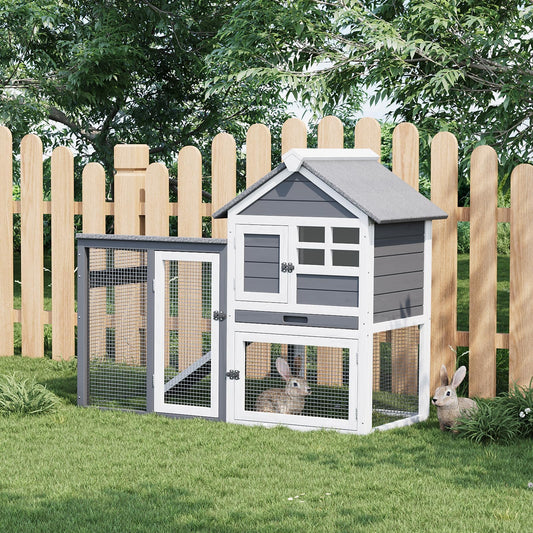 Rabbit Hutch Outdoor, Wooden Chicken Coop, Bunny Cage with Pull Out Tray, Waterproof Run, Poultry Cage for Rabbits, Chickens, Duck, Guinea Pigs