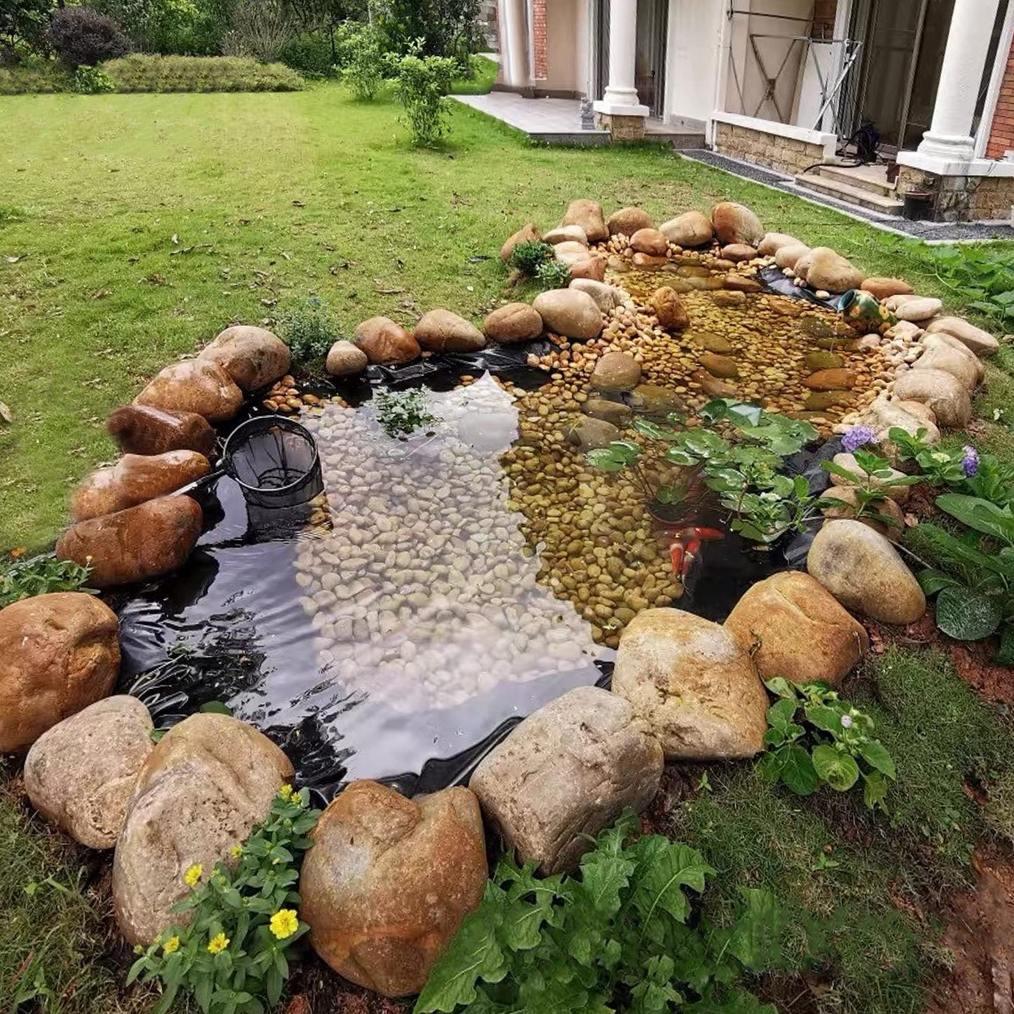 Adroiteet 10 x 15 FT Pond Liner, 20 Mil Fish Pond HDPE Liner, Pond Liners for Outdoor Ponds, Koi Ponds, Garden Fountain, Waterfall
