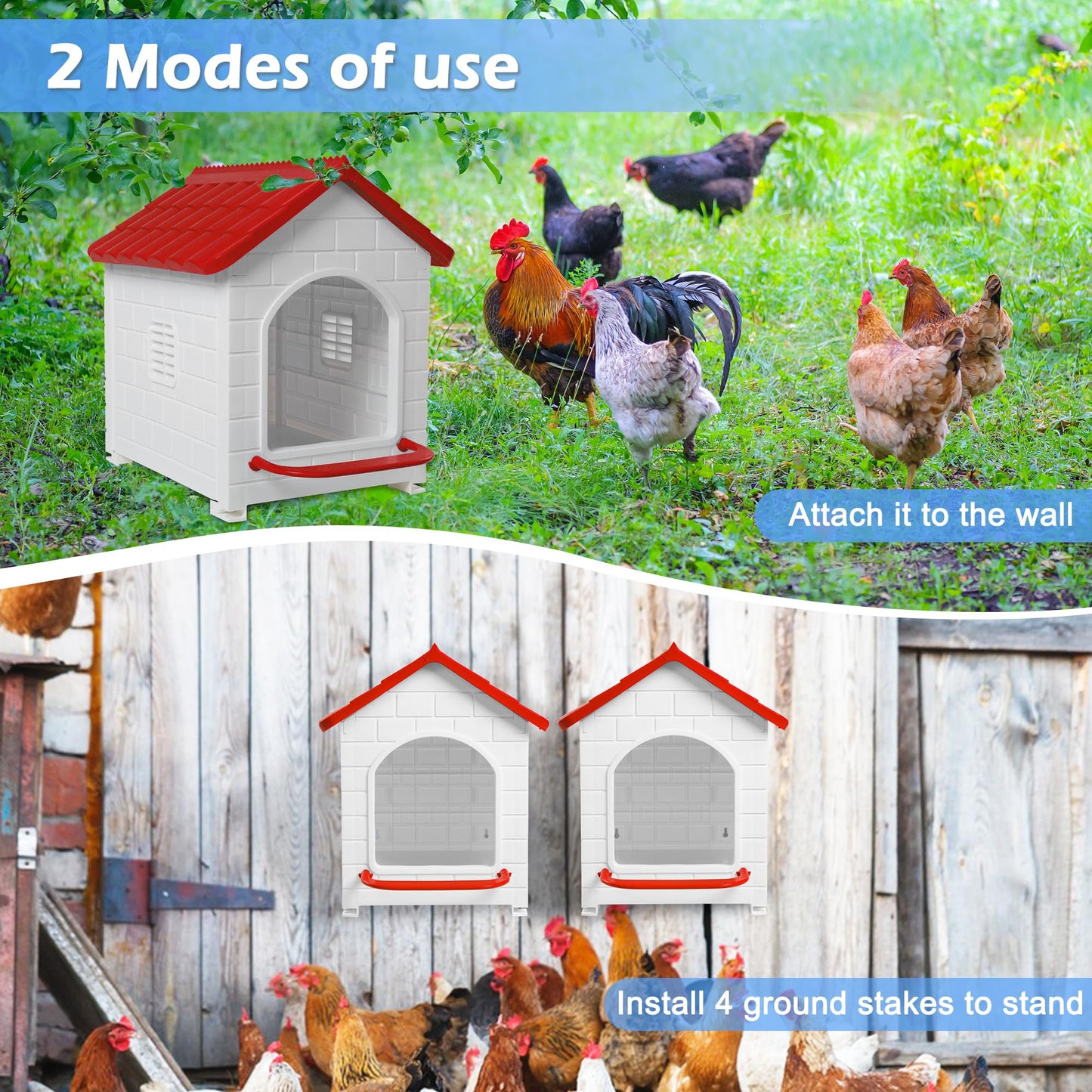 Nesting Boxes for Chicken, Plastic Compartment Chicken Nesting Boxes Coop for Laying Eggs for Hens, Ducks and Poultry