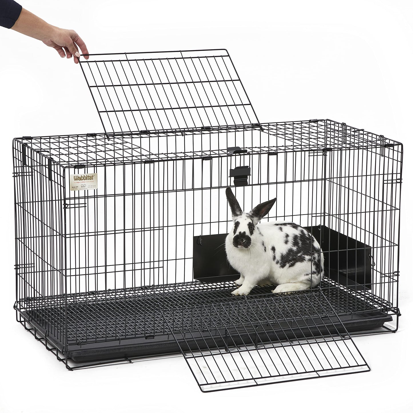 MidWest Homes for Pets Medium Wabbitat Rabbit Cage, Grid Mesh Floor, Removable Tray, Top & Front Door Access, Rust Resistant Finish, No Tools Required