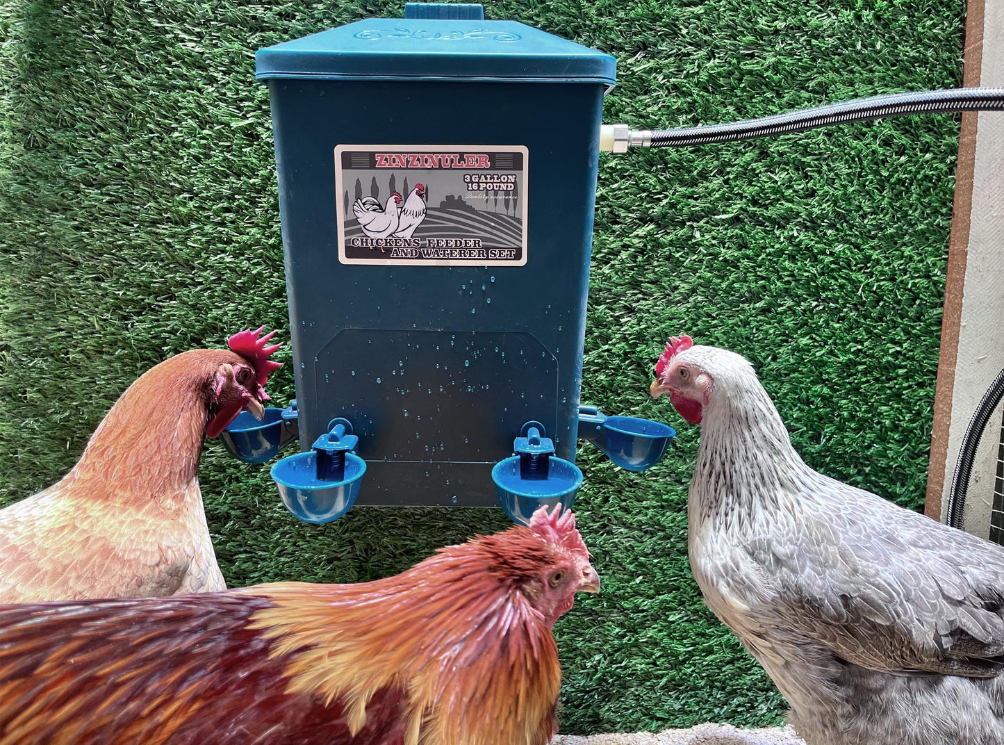 Chicken Waterer with Float Controlled Automatic Set, Chicken Coop Accessories - No Manual Water refilling Needed, 4 Gallon（Compatible with 5/8-inch and 3/4-inch Water Pipes, 60-inch Water Supply Pipe