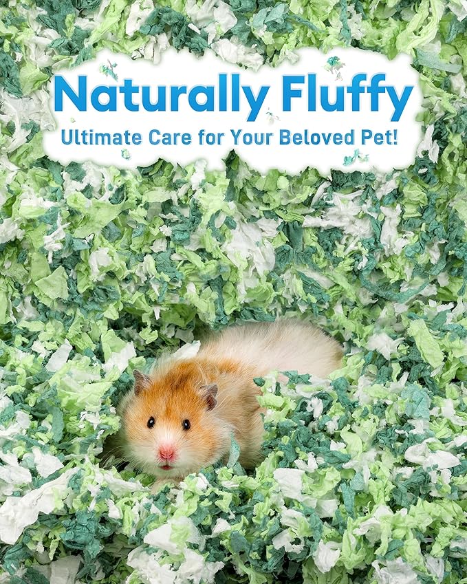 BUCATSTATE Hamster Bedding 15L, 99% Dust-Free Guinea Pig Paper Bedding Odor Control Paper Bedding, Cozy Small Animal Bedding for Rabbit Rat Syrian Dwarf Hamsters Gerbils (Green)