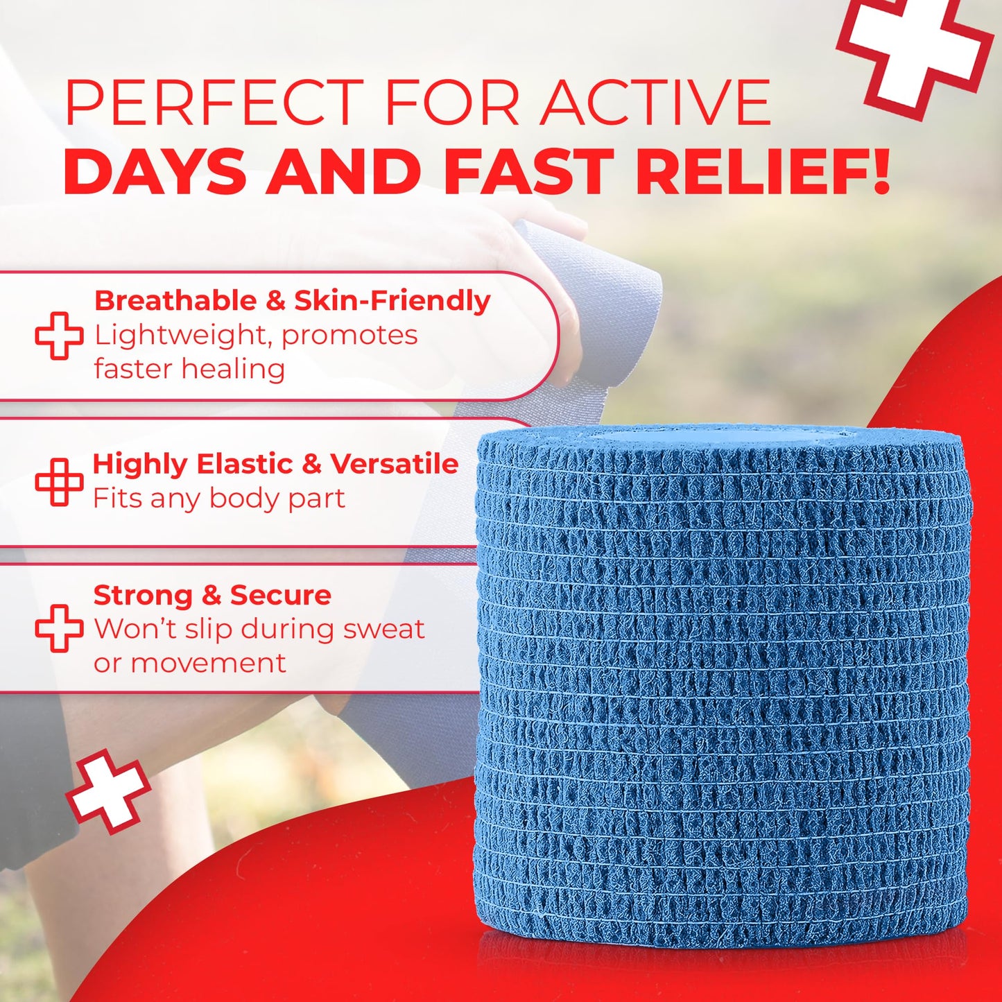 Ever Ready First Aid Self Adherent Cohesive Bandages 3" x 5 Yards - 6 Count, Rainbow Colors