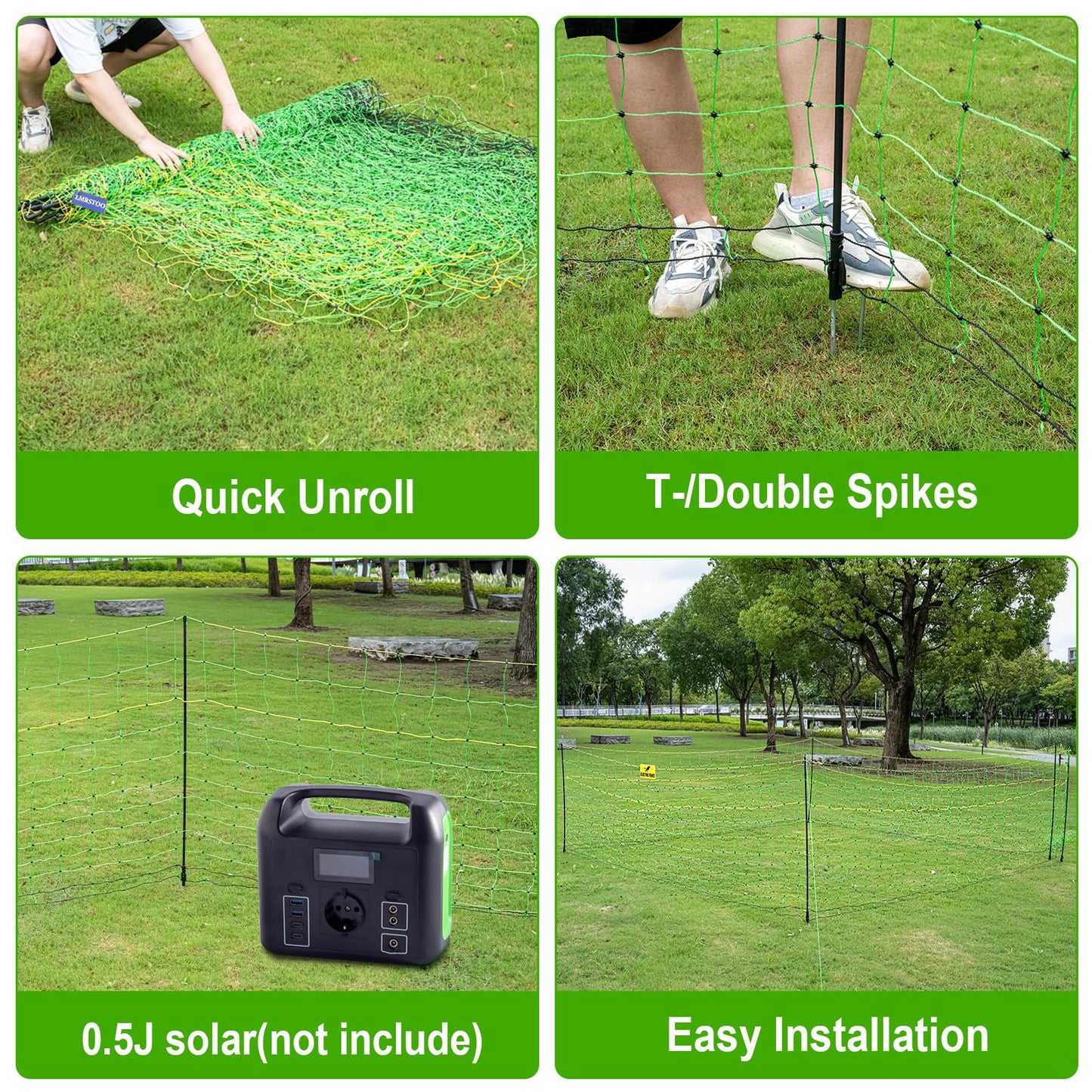 Electric Poultry Netting Fence, Portable Electric Fence for Poultry and Livestock Chicken Sheep Lambs Hogs Deer Dogs in Backyards Farms Ranches Homesteads and Gardens (49.6"x 164')