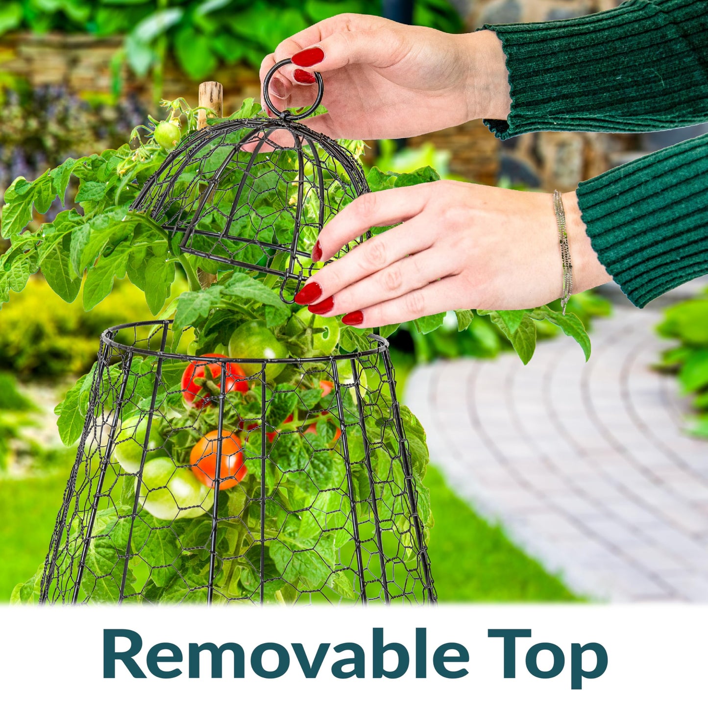 Sunnydaze 79” Brown Stackable Oval Raised Garden Bed and 6-Pack Chicken Wire Plant Protector Cage with Removable Cover