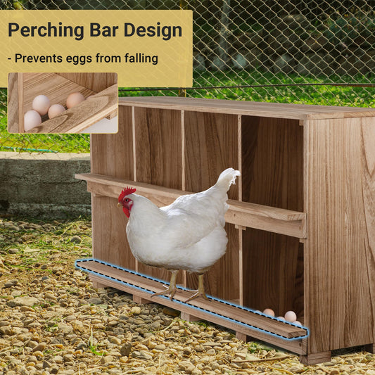 Neoaider Nesting Boxes for Chickens 8 Compartment, Wall-Mounted Wooden Chicken Nesting Box, Ensuring Comfortable Egg Laying, Preventing Egg Falls, Perfect for Backyard and Poultry Farms