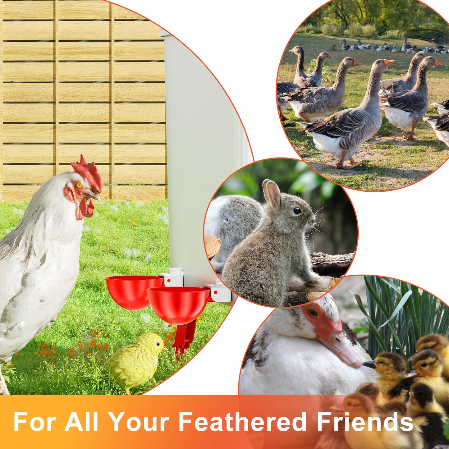 ZenxyHoC Chicken Waterer Cups, 8 Pack Automatic DIY Chicken Water Cups with 3/8'' Hole Saw