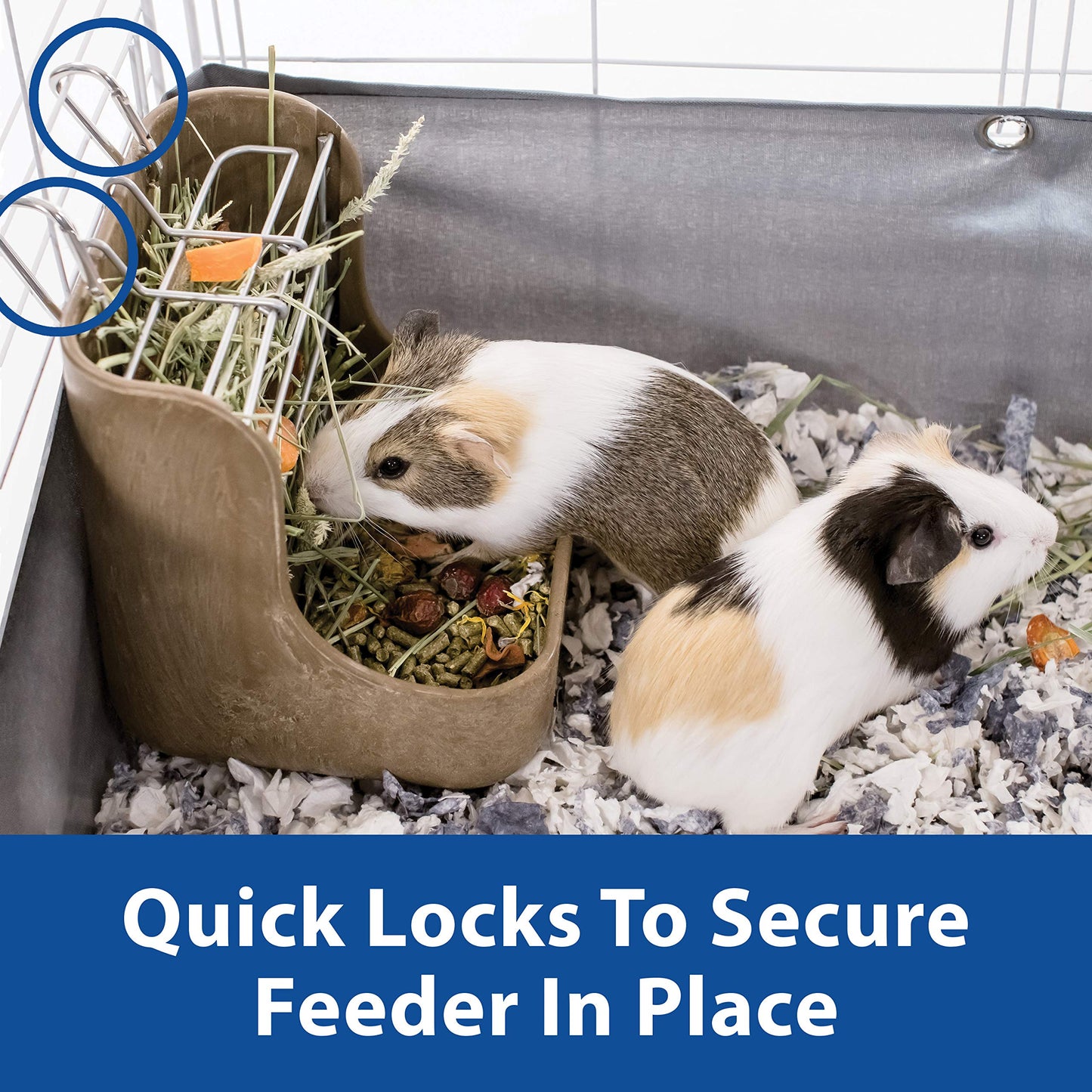 Kaytee Hay & Food Bin Feeder With Quick Locks For Pet Rabbits, Chinchillas, Guinea Pigs and Other Small Animals