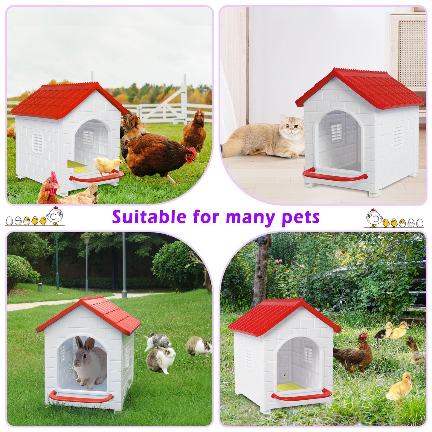 Chicken Nesting Box, 100% Waterproof Hens Nesting Box for Laying Eggs for Hens, Ducks and Poultry, Large Signle Compartment Chicken Nesting Boxs Indoor & Outdoor (Red)