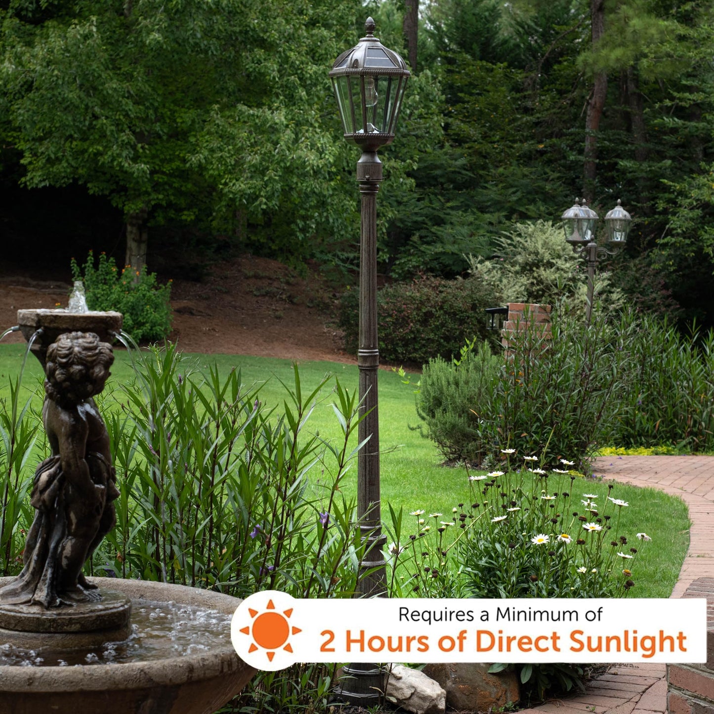 Gama Sonic Outdoor Solar Lamp Post Light, Weathered Bronze Aluminum and Beveled Glass Panels, 10-Year Royal Bulb, Warm White LED with Omni-Direction Reflector, 87" Height, 98B301 (Upgraded Panel)