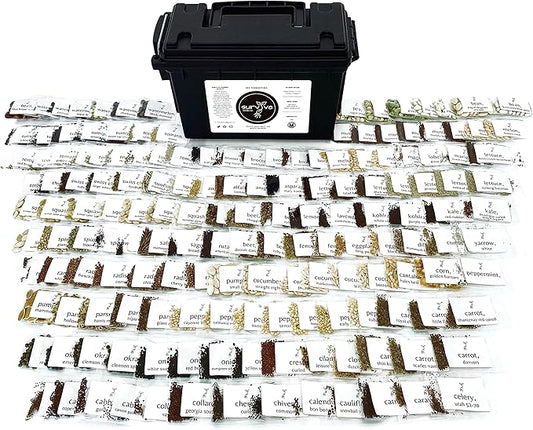 Survival Seed Kit America's #1 Largest Assortment of Heirloom Seeds - 155 Varieties - (Over 65,000 Seeds) Vegetable Fruit Herb Flower, Non-GMO, Seed Vault, Home Garden by Survive Seed Co.