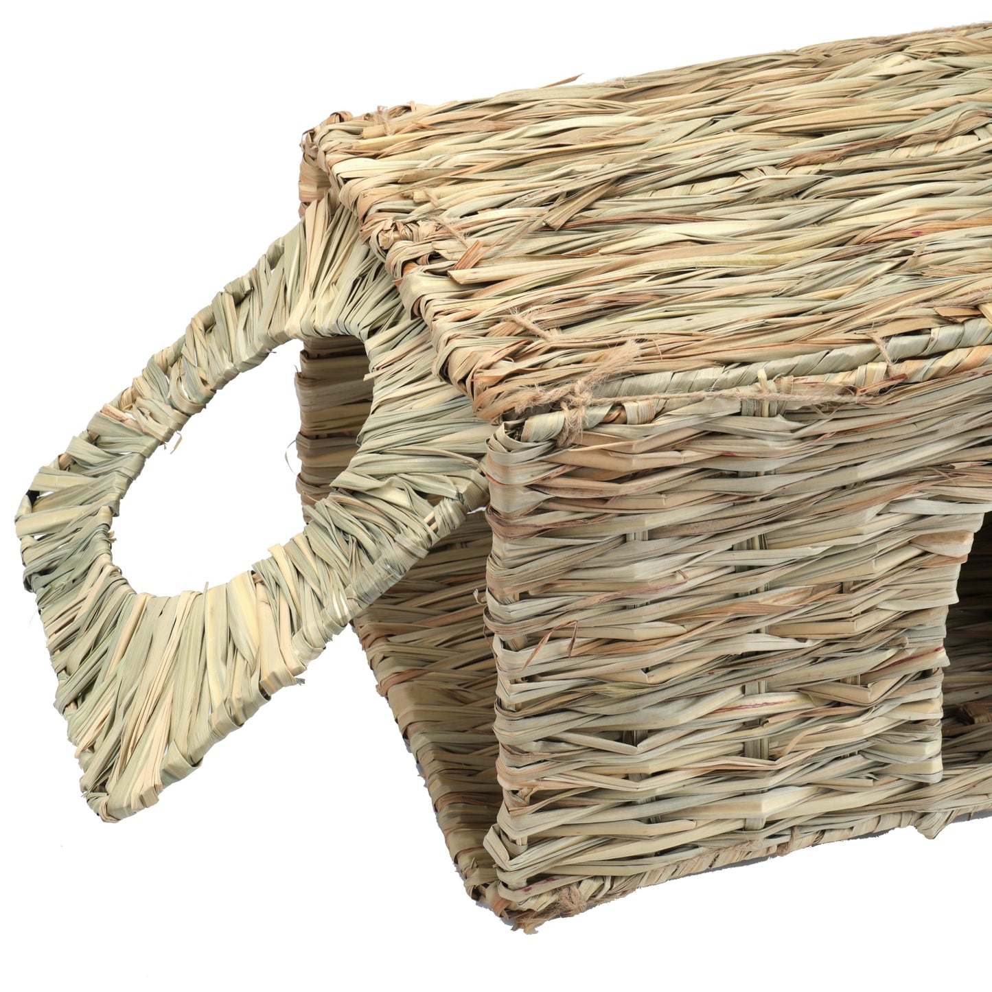 WUWEOT 2 Pack Large Grass Bunny House, Foldable Rabbit Hut, Play Hideaway Bed Hay Mat Chew Toy for Rabbit, Guinea Pigs, Gerbils, Hamster and Small Animals, 11"x8"x8"