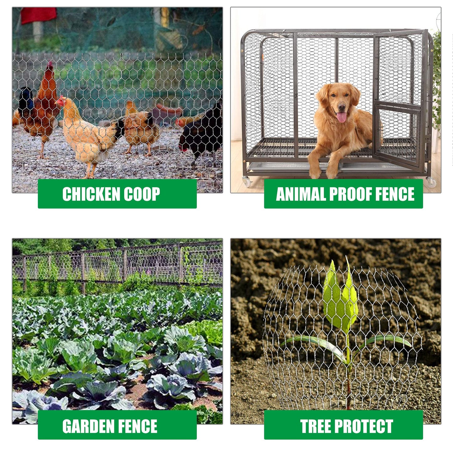 elfinrm Chicken Wire Fencing, 4ft x 150ft Hexagonal Galvanized Chicken Wire Mesh Fence 2 Inch Mesh Fence Poultry Netting Animal Barrier for Craft Projects Gardening Chicken Coop Rabbit Pet