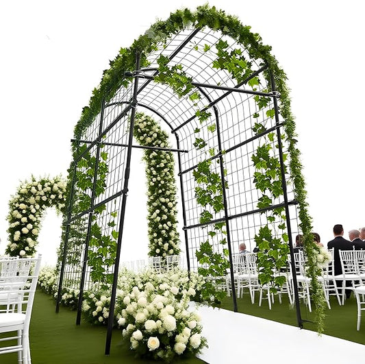Garden Arch Trellis, 7.5FT Extra Tall Polyethylene-Coated Stainless Steel Garden Trellis for Climbing Plants, Vegetables, Flowers, Outdoor Pergola Arbor Wedding Party Decoration, Cucumber Trellis, Gar
