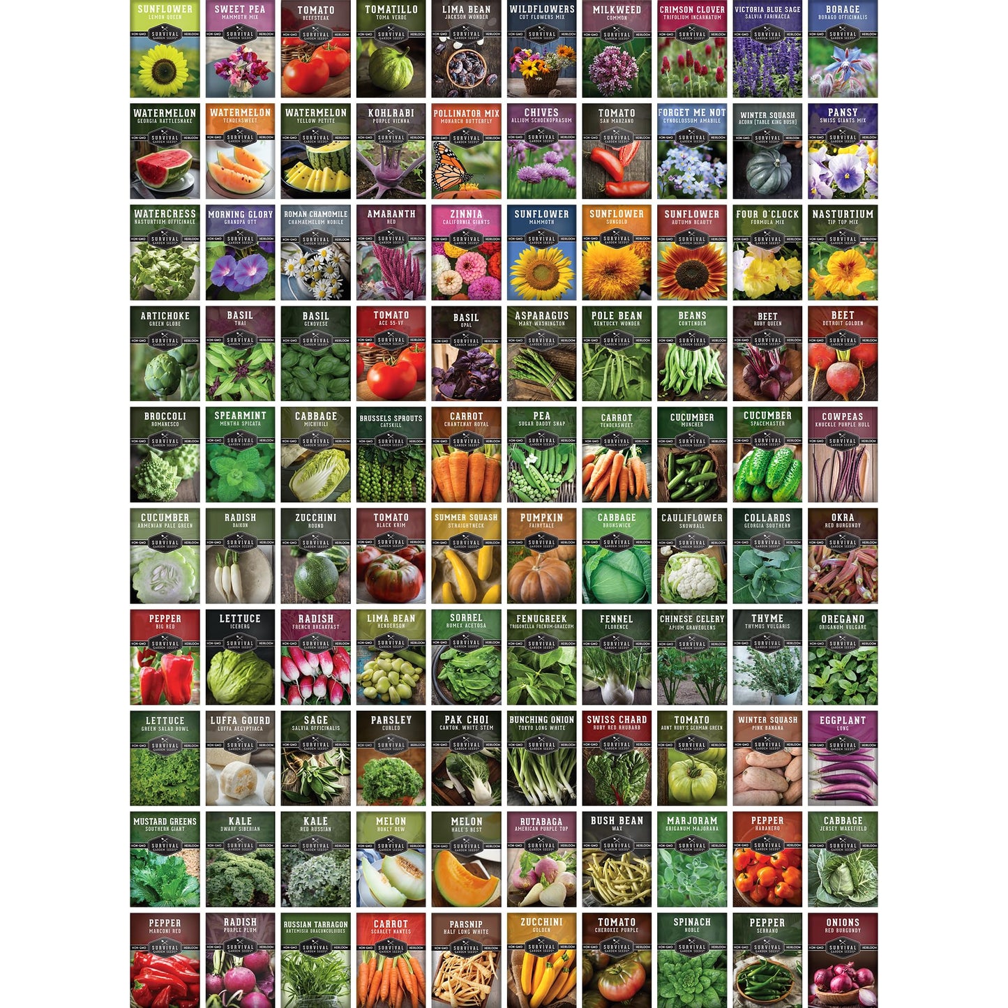 Survival Seed Vault – 100 Heirloom Vegetable Seeds for Planting | Non-GMO Farmer Collection for Indoor & Outdoor Gardening, Victory Garden, Long-Term Storage