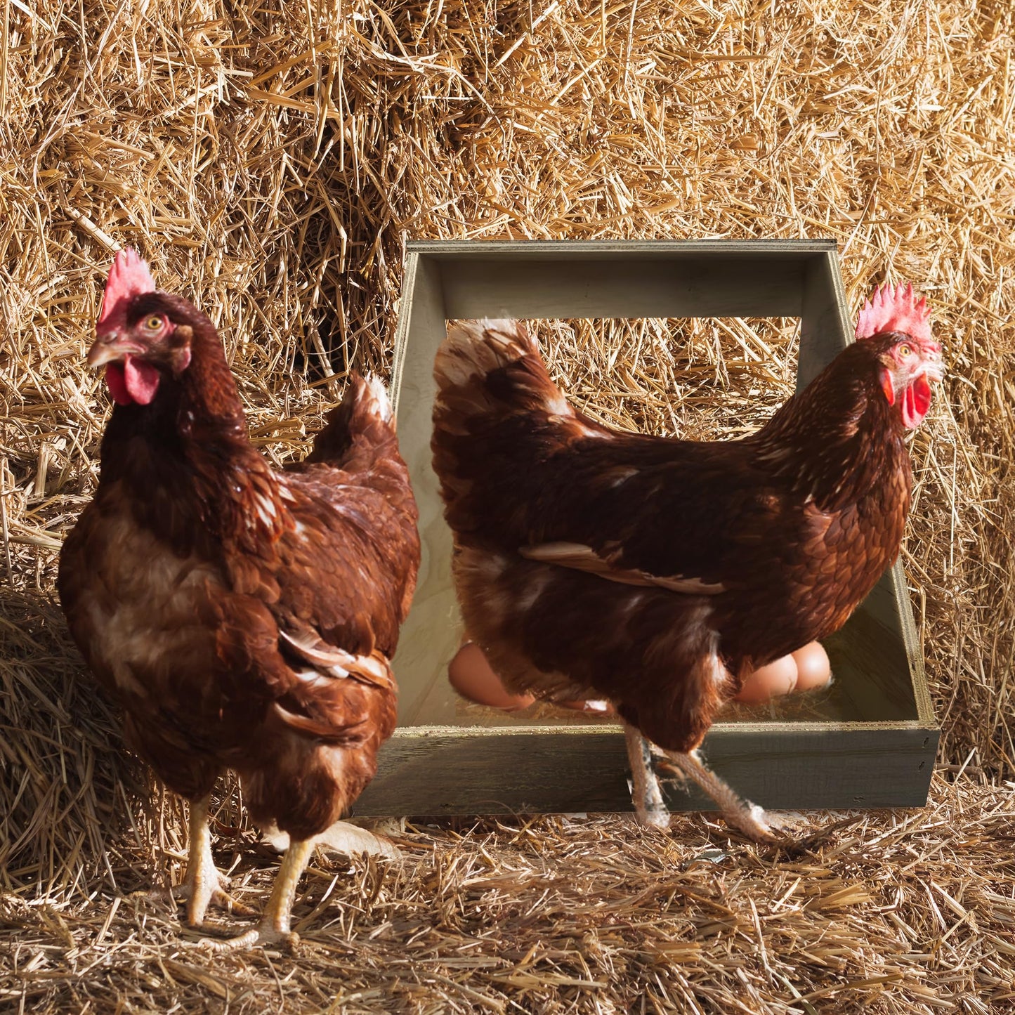 Farm Innovators Single Compartment Versatile Hand Crafted Fully Assembled Wood Nesting Box Coop Ideal for Chicken, Ducks, and Birds