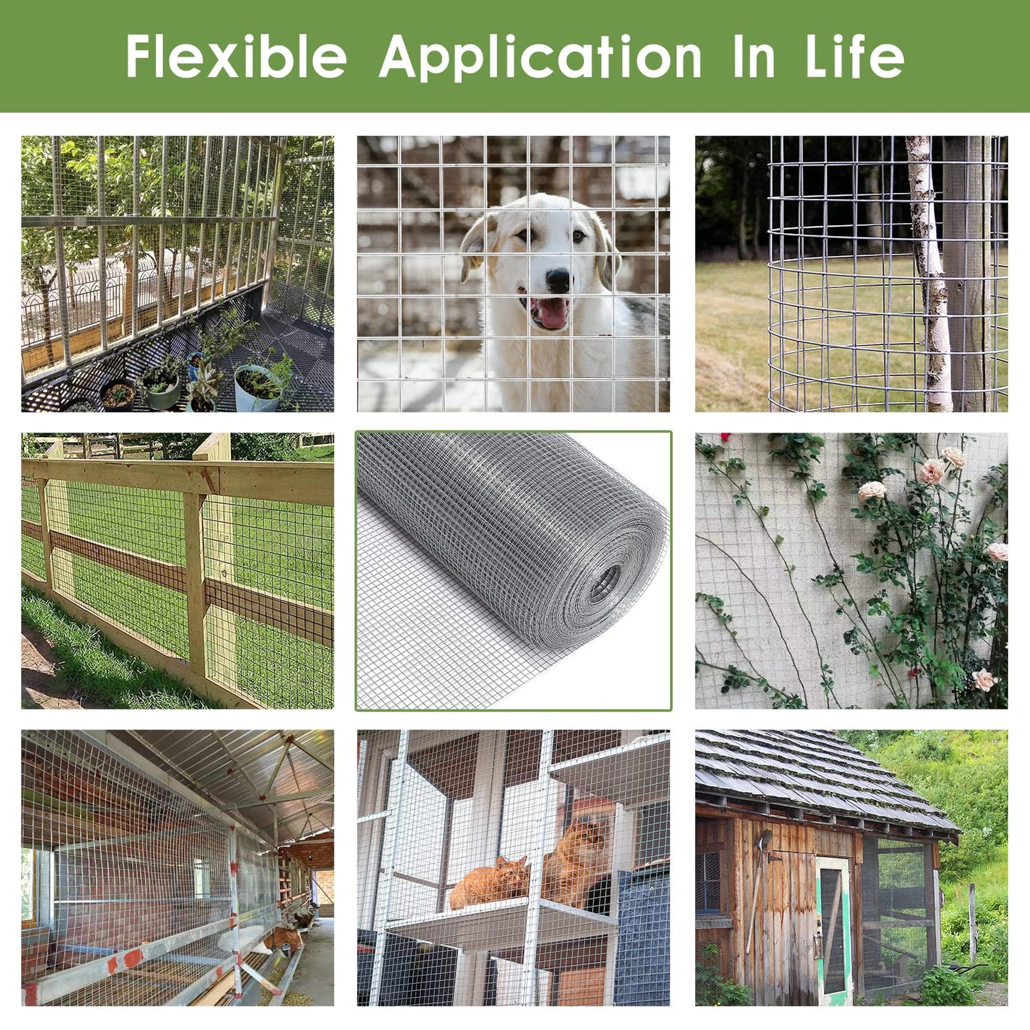 Tongmo 24" x 50' Hardware Cloth, 1inch Mesh Galvanized Chicken Wire Fence, 19 Gauge Welded Wire Roll,Garden Fence, Poultry Netting for Rabbit/Duck/Chicken Coop