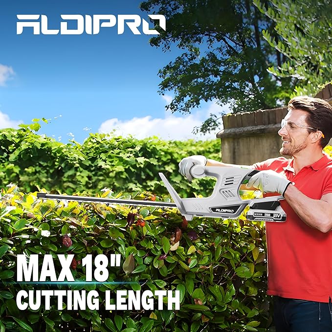 Cordless Leaf Blower and Hedge Trimmer Combo 21V Ultra-Lightweight 3lbs 400CFM/130MPH Blower, 18" Blade & 5/8'' Cutting Bush Trimmer with 2.0Ah Battery and Fast Charger, Ideal for Homeowners & Seniors