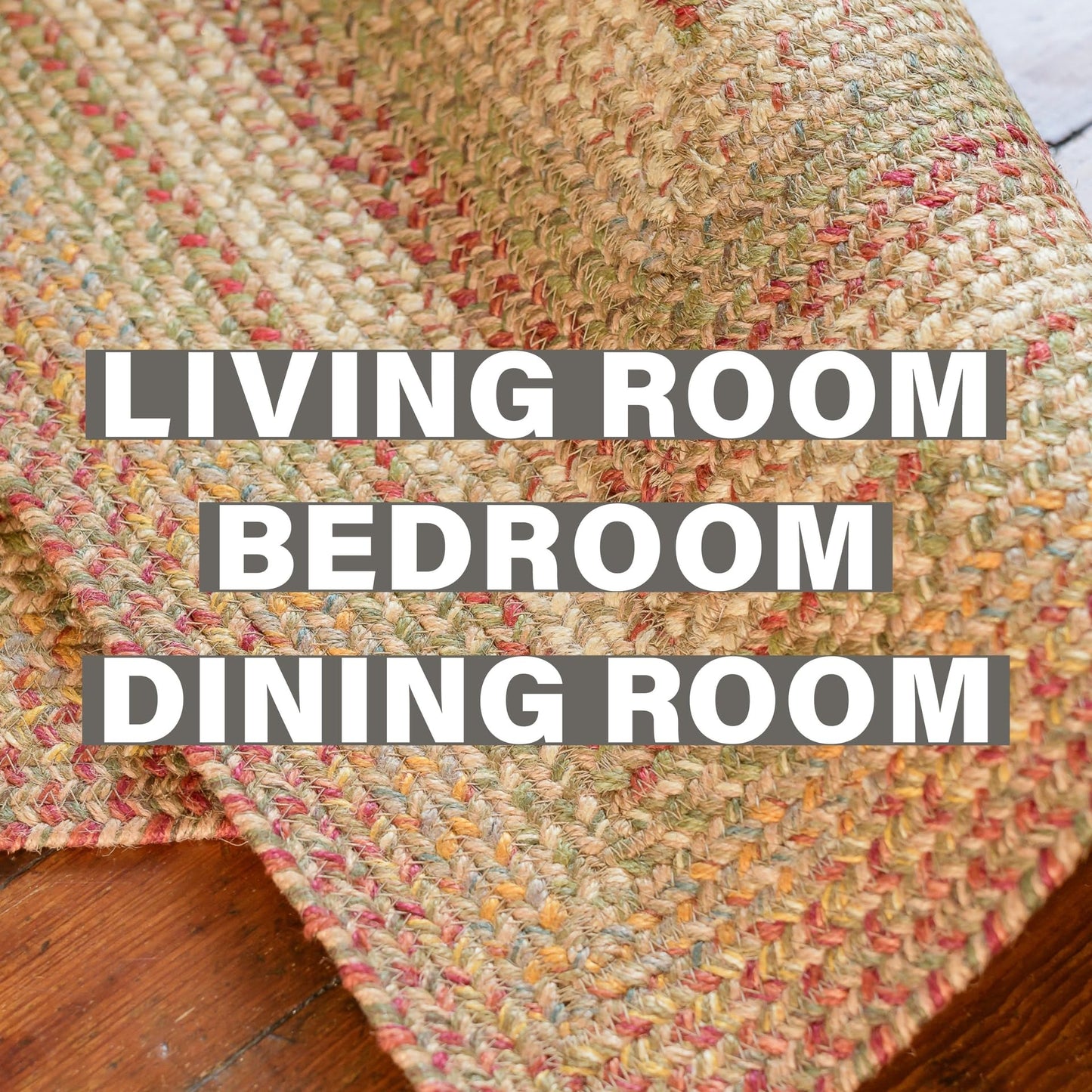 Homespice Harvest Premium Jute Braided Area Rug, 5' x 8' Oval Beige - Tan - Red - Sage - Green, Reversible, Natural Jute Yarn Rustic, Country, Primitive, Farmhouse Style - 30 Day Risk Free Purchase