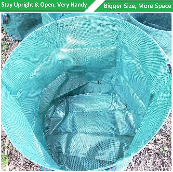 Professional 2-Pack 106 Gallon Large Lawn Garden Bags (D31, H31 in) Yard Waste Bags with Gardening Gloves, Big Leaf Bag,Yard Debris Bags,Garden Trash Container,Lawn Grass Clippings,Weeds Bag 4 Handles