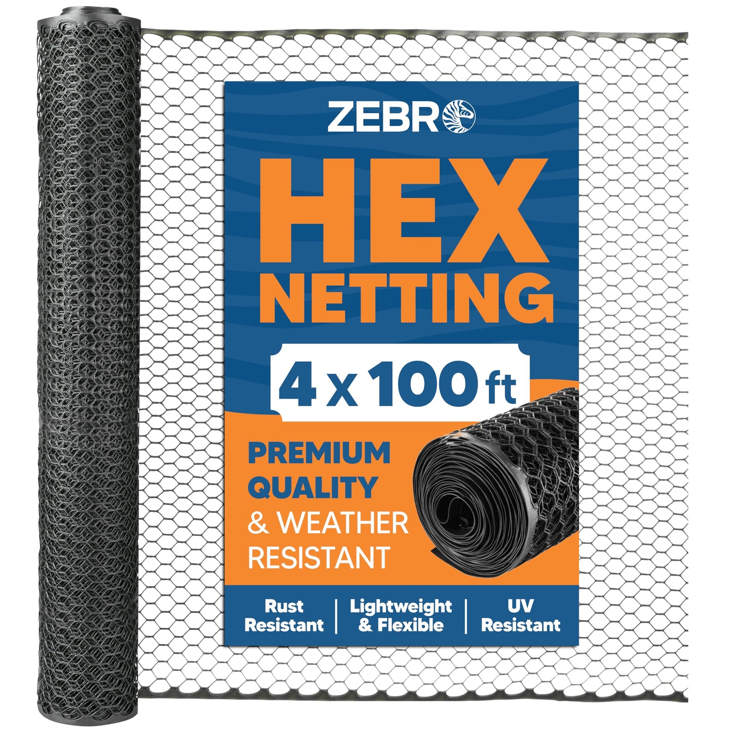 Zebro Plastic Chicken Wire Fence – Flexible Poultry Netting & Garden Fence for Large Chicken Coops, Farm Use, Pet Enclosures & Agriculture – Weatherproof & Rust-Free - 4' x 100' Black
