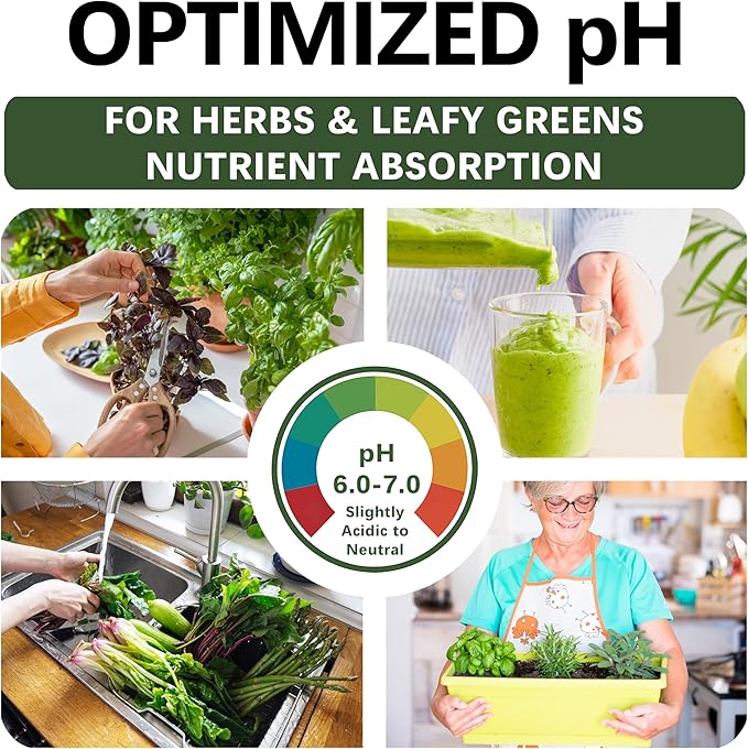 Herbs and Leafy Greens Soil – Premium Organic Nutrient-Rich Potting Mix for Basil, Mint, Lettuce, Spinach, Arugula & More – Fast Growth, Healthy Roots, Ready to Use! (4 QTS)
