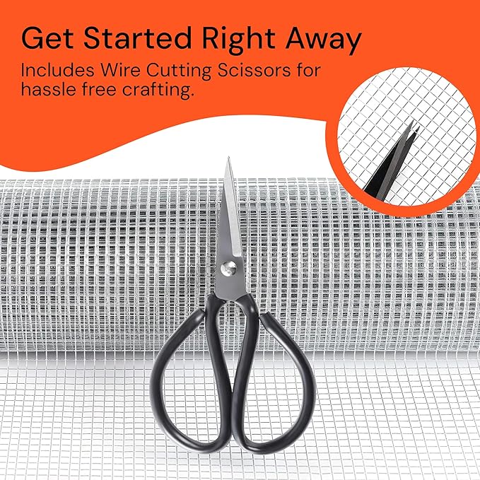 MaPorch Chicken Wire Mesh Hardware Cloth - 16" x 15 ft, 18-Gauge, 1/4-In Hex Galvanized Steel for Chicken Wire Fencing, Poultry Netting & Rabbit Fence - Includes Cutting Scissors