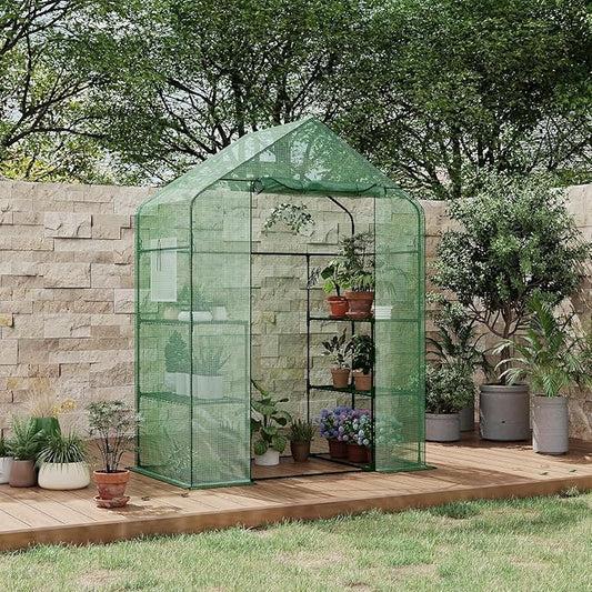 57x29x77 Inch Greenhouse for Outdoor,Portable Walk in Greenhouses with Thicken PE Cover,Durable Green House Kit with Window Vent 3 Tier 12 Shelves for Indoor Backyard Outside