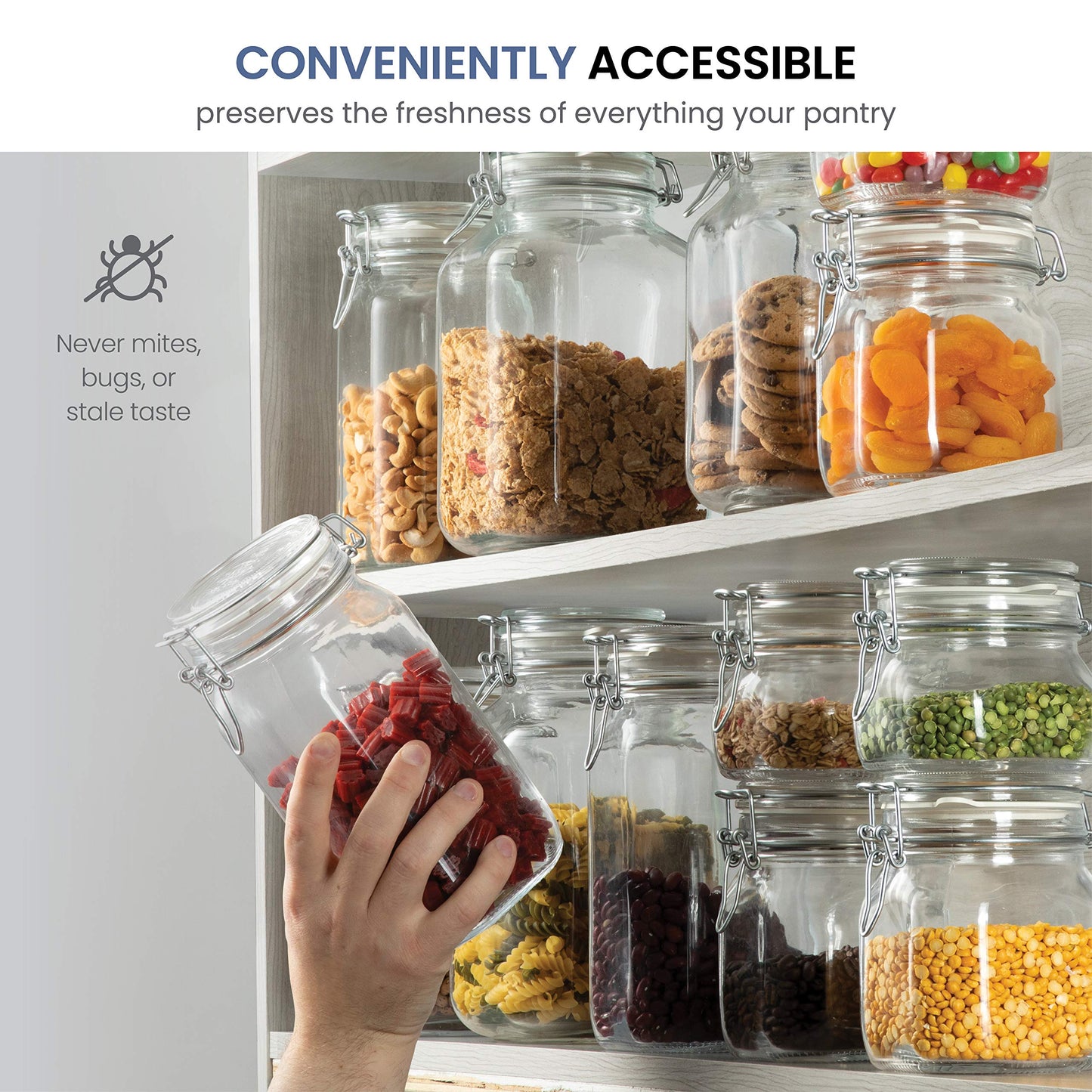 Bormioli Rocco - Food Storage Container - Glass Fido Jars - Hermetic Sealed Hinged Airtight Lid for Fermenting, With Paksh Chalkboard Labels 50 3/4 Ounce (1.5 Liter)