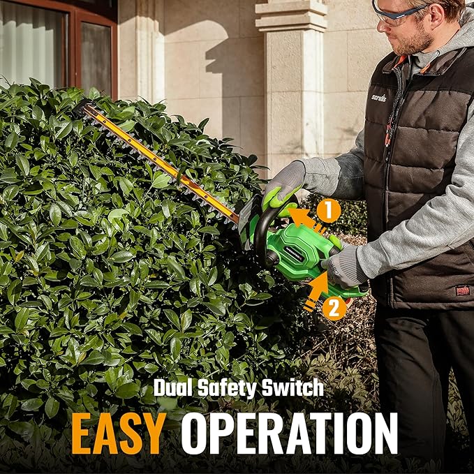 WORKPROX 20V Cordless Hedge Trimmer, Electric Bush Shrub Trimmer, 22" Dual-Action Blade and 3/4" Cutting Capacity with Safety Lock, Great for Garden, Yard, 2.0Ah Battery & Charging Cable Included