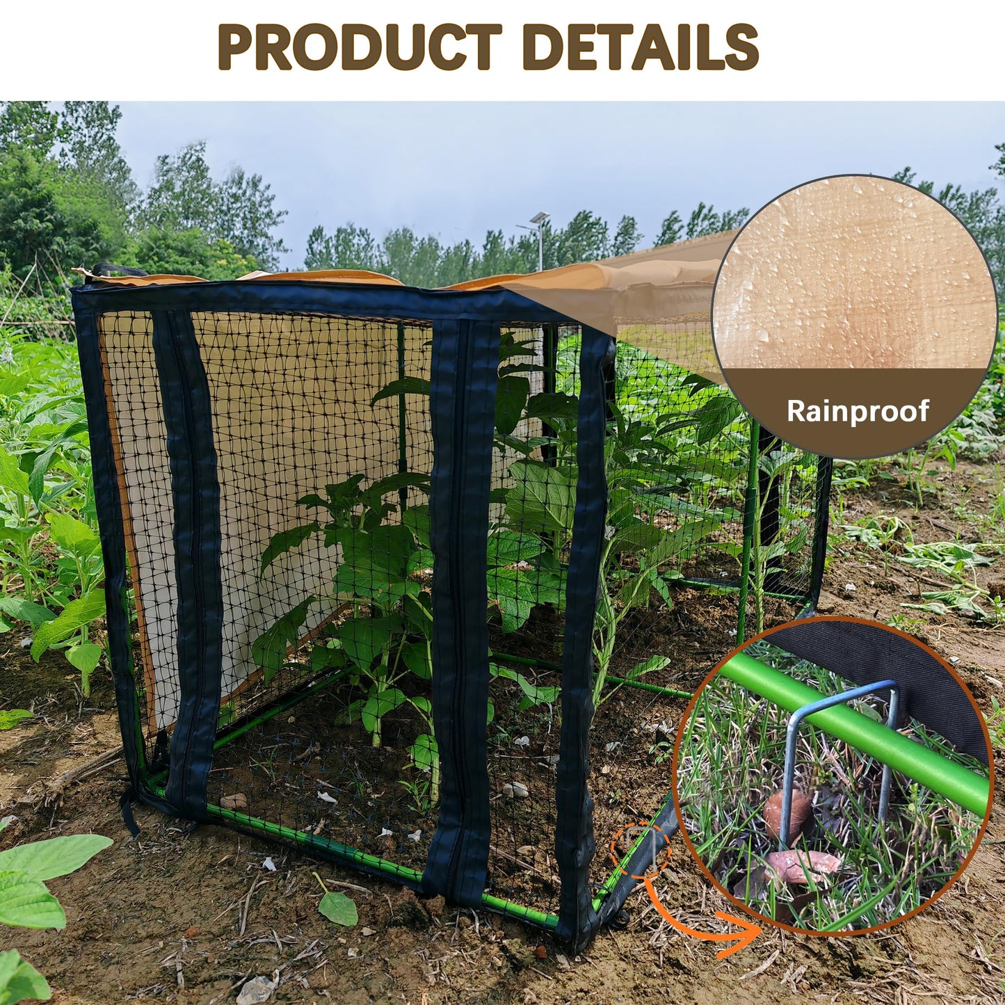 Chicken Coop with Waterproof Cover 4.4 * 2.2 * 2.2 FT Portable Poultry Cage Chicken Runs House Pen Cage Tarp for Outdoor Backyard Farm Use, Suitable for Chickens, Ducks, Quails and Cat