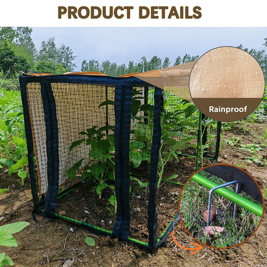 Chicken Coop with Waterproof Cover 4.4 * 2.2 * 2.2 FT Portable Poultry Cage Chicken Runs House Pen Cage Tarp for Outdoor Backyard Farm Use, Suitable for Chickens, Ducks, Quails and Cat