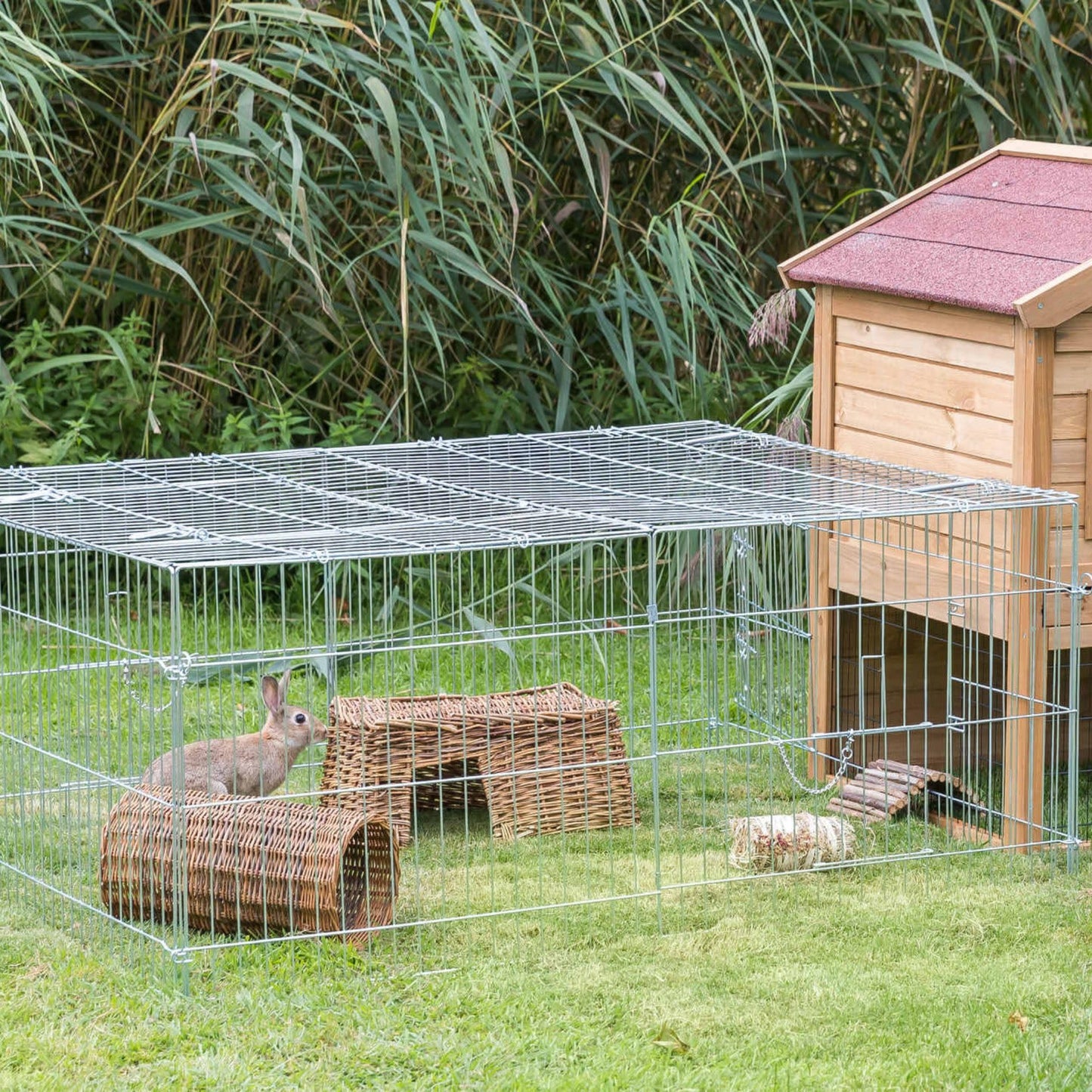 TRIXIE Rabbit Cage - 34 cu. ft., Outdoor Pen Extends Rabbit Hutch and Chicken Coops, Ideal for Small Animals, Bunny, Guinea Pigs, Chickens
