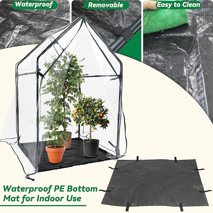 Gardzen Mini Greenhouse with Waterproof Bottom, Portable Green House with Strong Metal Frame, Small Green House for Outside and Inside Use,36.2"(L) x36.2(W) x59.5(H)