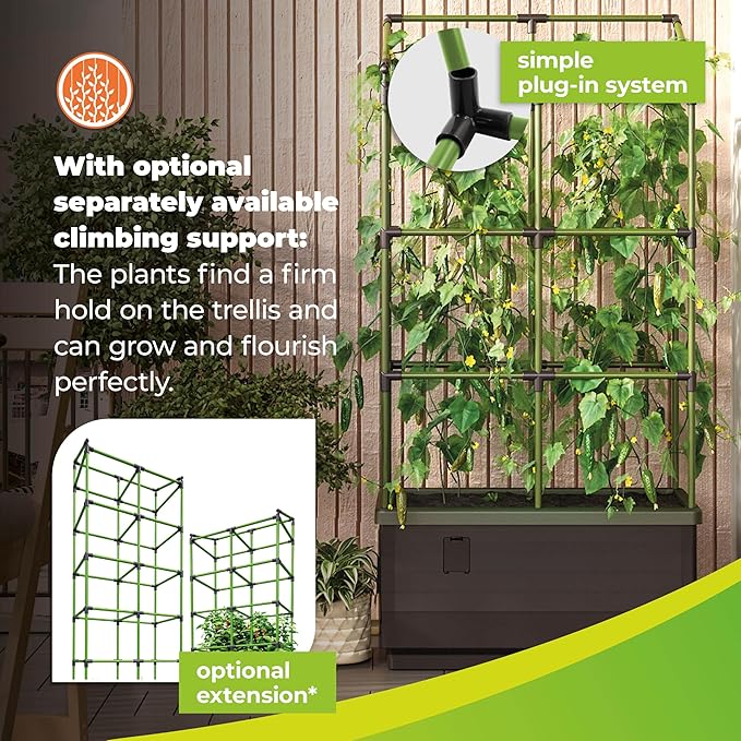 Bio Green Raised Garden Bed City Jungle | 8.98 gal | 13“ x 24“ x 13“ | Including Water Tank | Self-Watering Planter Box | Ideal for Balcony/Terrace