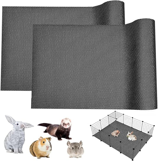 BNOSDM 2 Pcs Waterproof Guinea Pig Cage Liner Washable Rabbit Bedding Liners Reusable Small Animals Pads Playpen Mats for Guinea Pigs Rabbits Hamsters Gerbils, 118x18Inch, Black