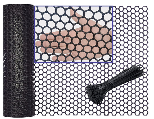 Plastic Chicken Wire Fence Mesh 16”x10FT, Poultry Netting for Chicken, Hexagonal Fencing for Gardening,Floral Netting,PET Cage, Chicken Wire Frame Crafts,with 100 pcs Fixed Straps
