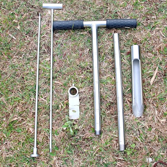 Soil Sample Probe 40” with Ejector and Foot Pedal,Soil Probe Stainless Steel T-Style Handle Soil Test Kit,Soil Probe Rod for Soil Sampling Plant Care/Agriculture/Garden/Farm