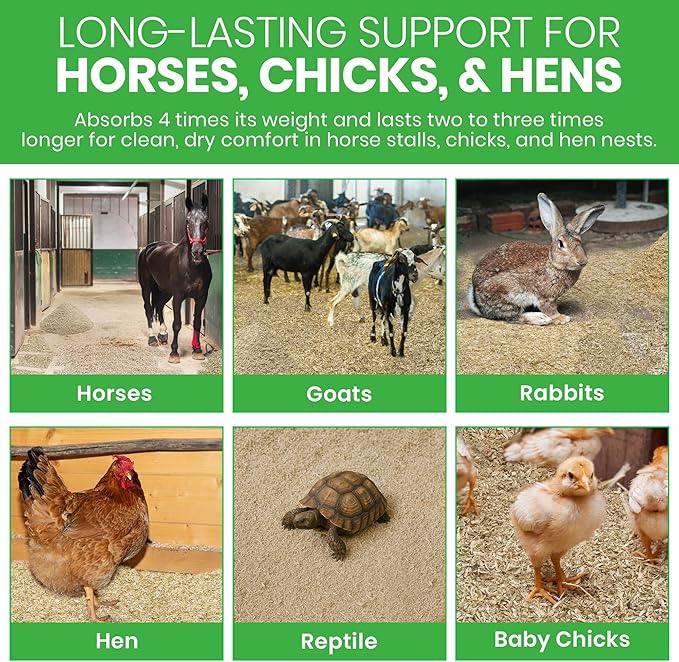 Hemp Animal Bedding 5 Lbs = 25.5 Liters of Natural Ground Hurds - Super Absorbent- DUST Free- for Your Horse, Chicken, Rabbit, Reptile, Hamster, Cage Coop or CAT Litter - USA Grown - Carbon Negative
