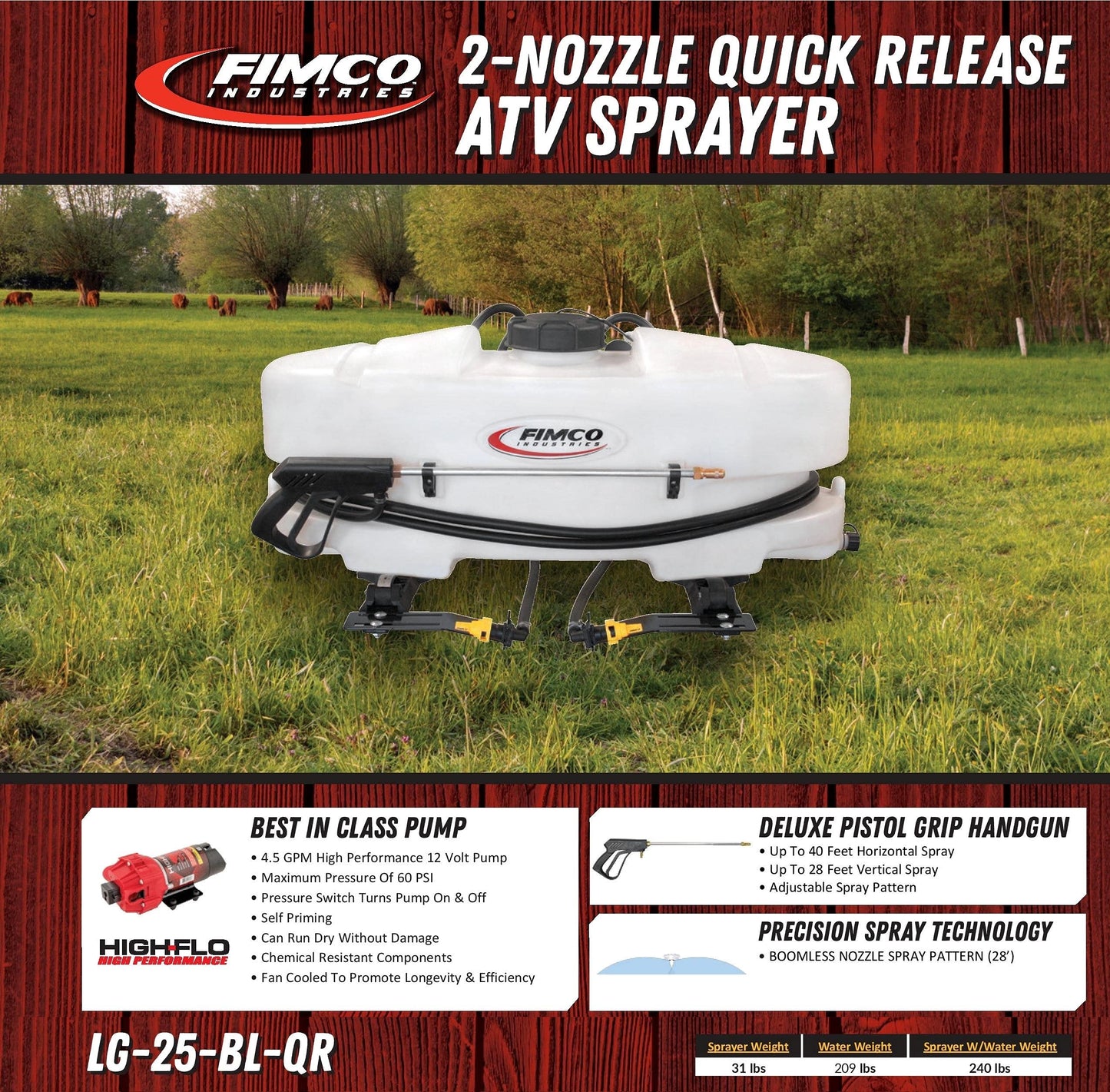 DU-Most FIMCO 5302323 ATV Boomless Sprayer Pump with DU-Most Walnut Shell Hand Scrub 4oz, High Performance Heavy Duty Sprayer for Precision Lawn Care and Field Applications