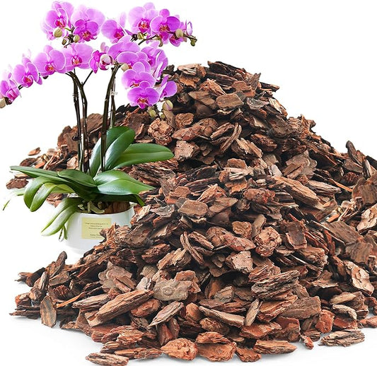 Orchid Potting Bark-14QT Organic Orchid Bark for Plants, All Natural Pine Bark Wood Chips for Houseplant Mulch, Orchid Plants Root Development, Mulch for Potted Plants