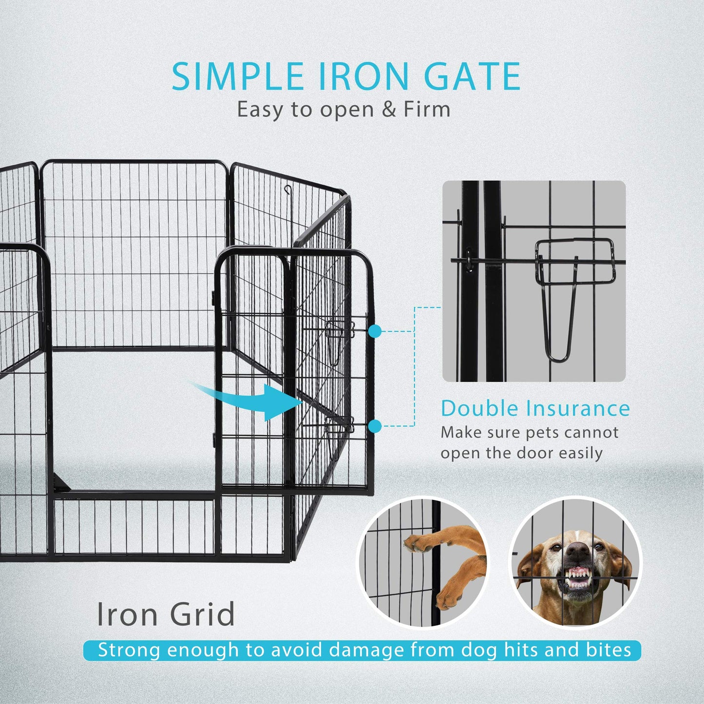 VIVOHOME 32'' 8 Panel Heavy Duty Metal Pet Fence Barrier Foldable Dog Puppy Cat Playpen Kennel with Door for Indoor Outdoor Exercise