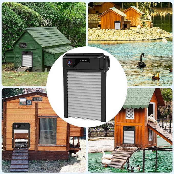 Automatic Chicken Coop Door with WiFi HD1080P Camera,Auto Solar Chicken Coop Door Opener with Timer,APP Remote Control,5000mA Battery,Night Vision,Alarm Drive for Poultry Safety (Grey)