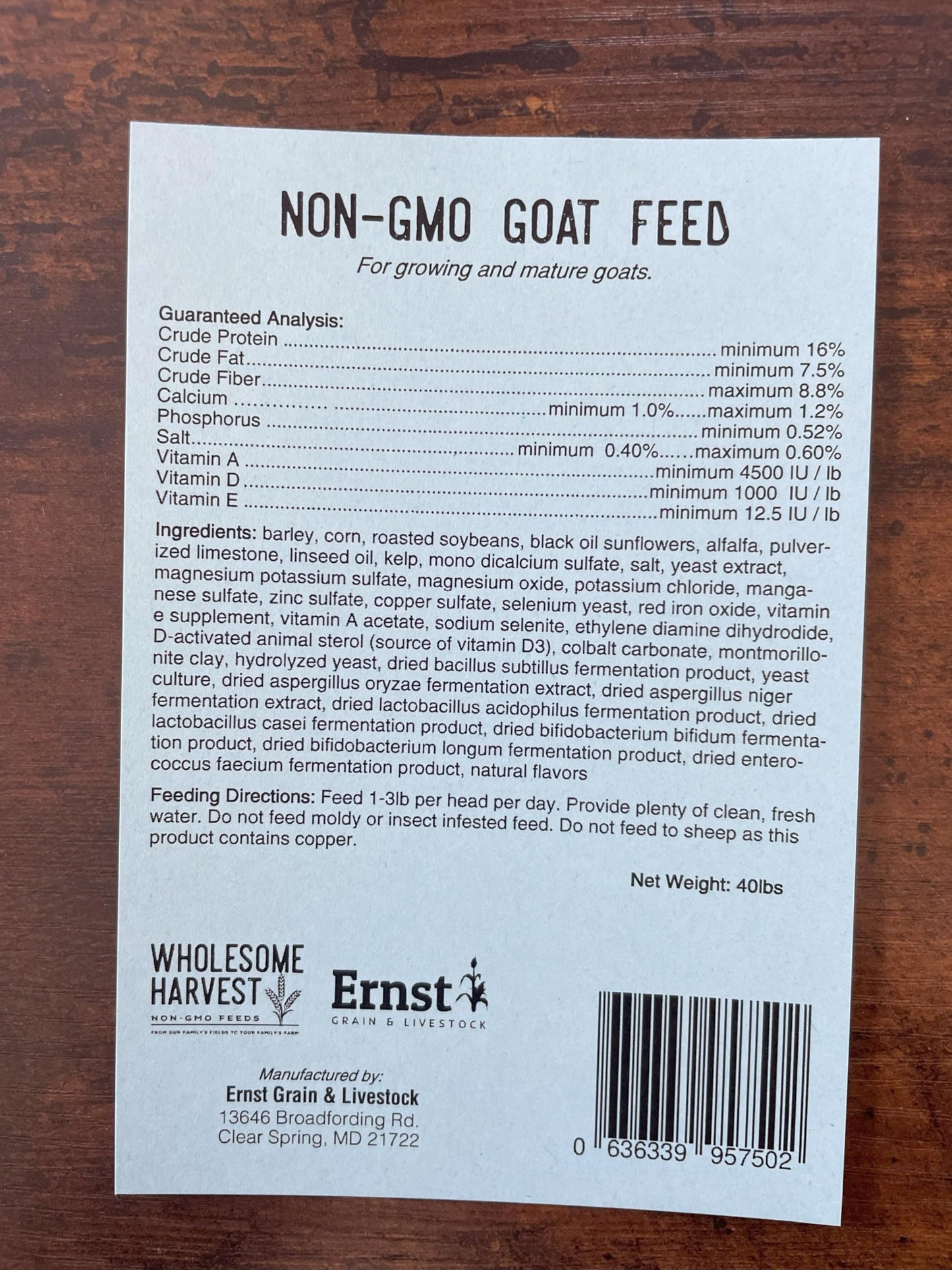 Wholesome Harvest Non-GMO All-Grain Goat Feed 16% Protein - Fortifies with Goat Minerals, Vitamins, and Natural Ingredients for Strong Bones, Healthy Digestion, and Optimal Growth - 10 lb Bag
