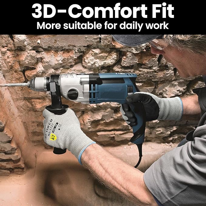 120 Pairs High Level Cut Resistant Work Gloves for High Risk Work, ANSI A7 Cutting Gloves with Reinforced Thumb, Used for WoodWorking, Construction, Non Slip, Durable, Breathable & Cool, S, PR3727