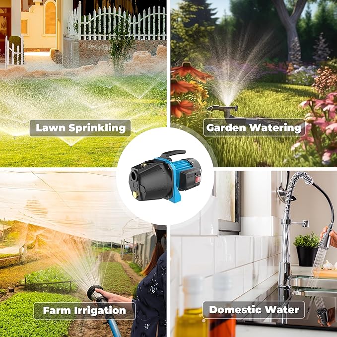 1.1HP Shallow Well Pump, Garden, Water Transfer,Home Lawn Draining Irrigation Pump, Pressure Booster, Sprinkler, Jet,1200GPH 115V Portable Cast Iron GJE